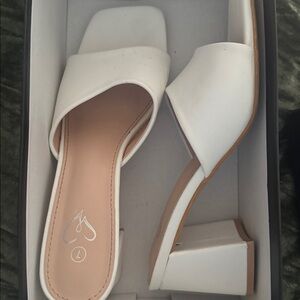White Block Heel Sandals Windsor